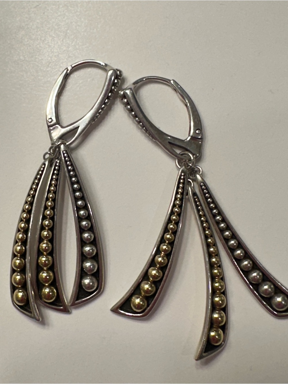 LAGOS Silver Triple Linear Curve Dangle Earrings - Polished Silver